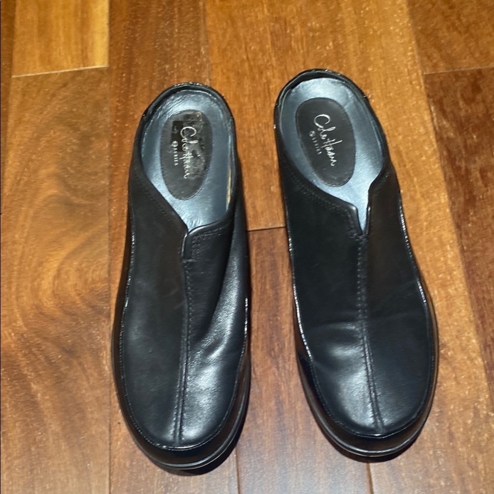 Cole Haan Nike Air G series Black Leather Slip-On Loafers with Rounded Toe